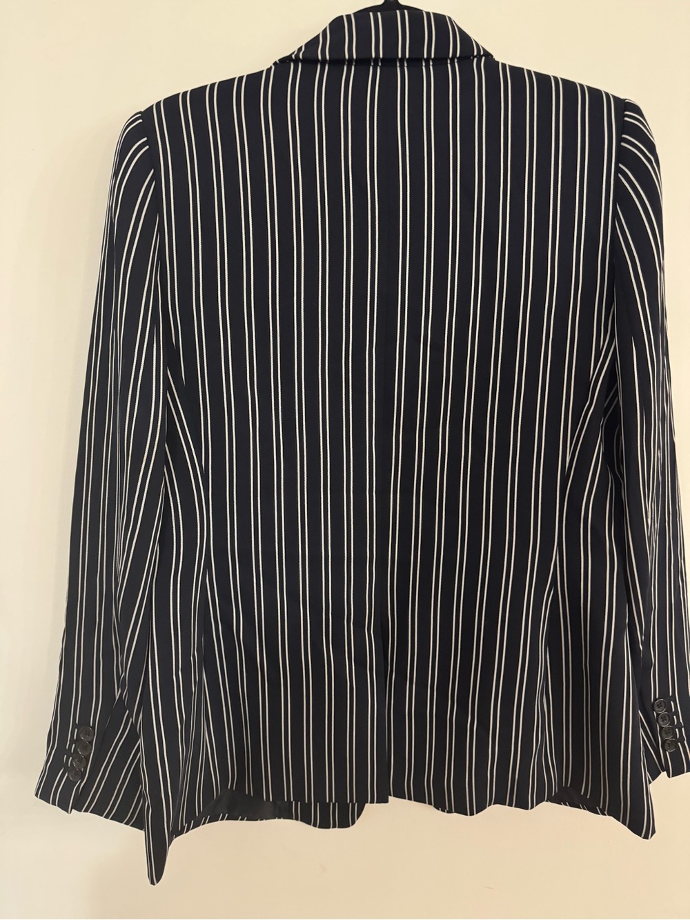 DKNY Navy Pinstripe Blazer Size 10 Career Office One Button Jacket - Picture 7 of 10